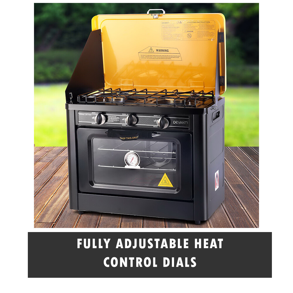 New Camping Gas Stove Oven Portable Cooker 2 Burner Camp Caravan Mini