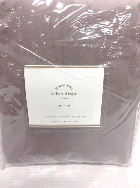 1 Pottery Barn Velvet Drapes Curtains Panels Lined Stone Pole