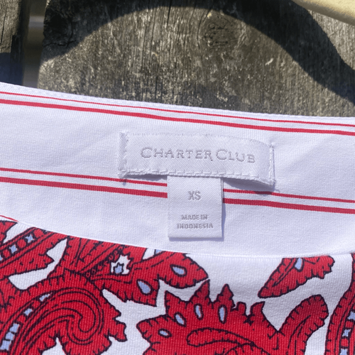 Charter Club Nylon Striped Paisley Boatneck Top | XS - Picture 3 of 5