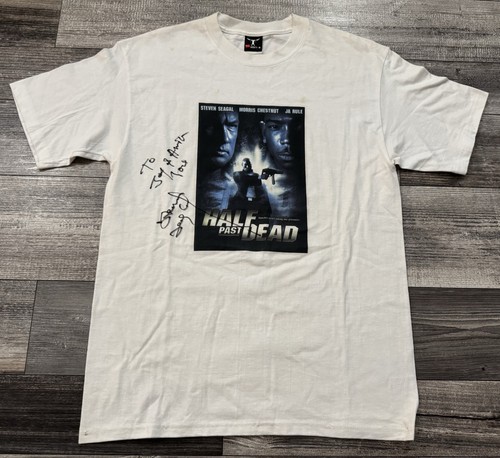Vintage 2002 Steven Seagal Half Past Dead Movie Shirt Mens Medium w/ Autograph