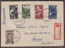 SAAR 267-71, Volkshilfe 1949 komplett auf R-Brief, tadellos, Fotoattest, 650,-&euro;