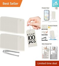 Versatile 100 Pack Plastic Blank Labeling Tags with Wires - Tear-Resistant Grey