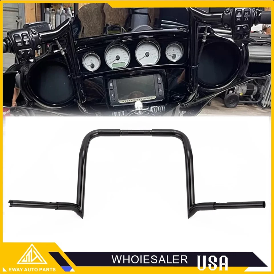 Rise 14"  Meathook Ape Hanger Bar Handlebar For HARLEY ULTRA LIMITED GLIDE 86-25 - Image 2 of 4