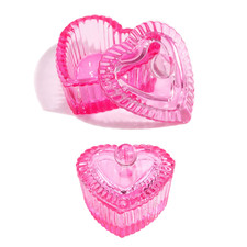 Pink Heart Crystal Glass Dappen Dish - Acrylic Powder & Liquid Nail Art Cup Bowl
