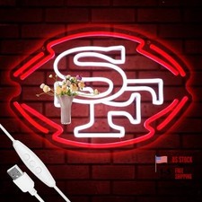 Football Team Neon Sign, Cool Dimmable Light Up Football Team Logo Hanging USB