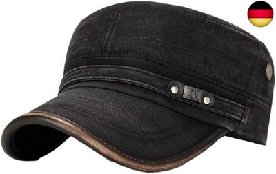 Militär Kappe - Herren Baumwolle Army Mütze, Verstellbar Cadet Hat, Vintage B