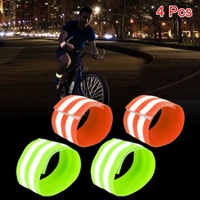 4pcs Reflective Bands for Wrist Ankle High Visibility Night Cycling Orange Green