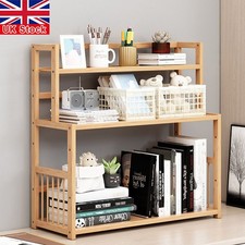 3 Tiers Wooden Bookcases Bookshelf Desktop Storage Rack Organizer Shelf Unit UK