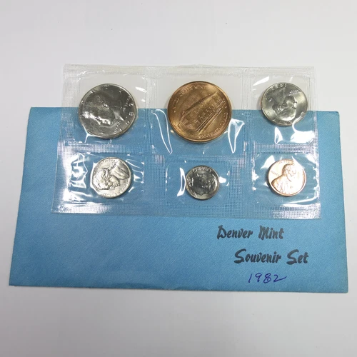UNC Complete 1982 D Denver Mint Souvenir 5 US Coin Set #60225T