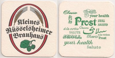 Small Rüsselsheimer Brauhaus - old beer mat ''Cheers International''