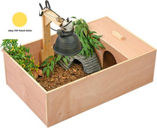 Small Wooden Tortoise Table Reptile Vivarium Cage Hide with Open Run and La
