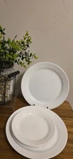 9pc Corelle MISTY WHITE (Wide Rim) 2 Dinner & 7 Salad Appetizer Dessert Plates