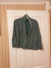 Topshop green pink polka dot blouse UK12