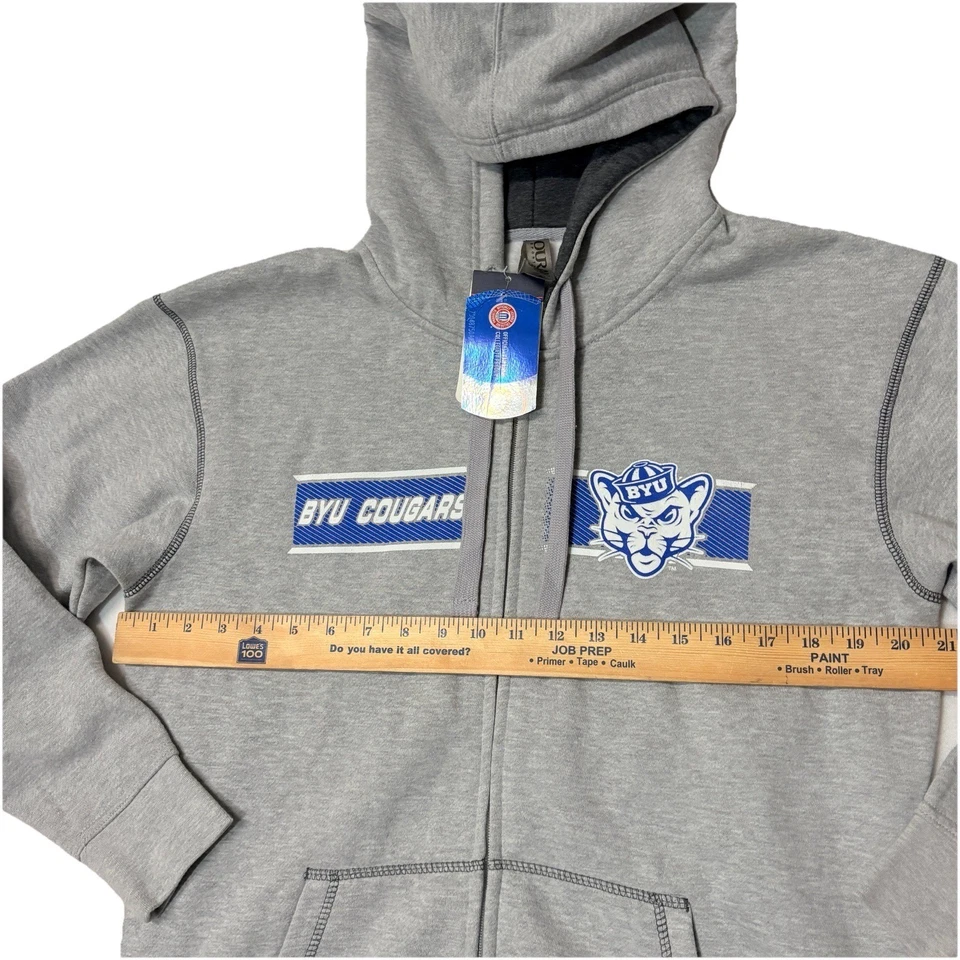 Sudadera con Capucha BYU Cougars Pequeña Cremallera Completa Bolsillos Retro Gris Cosmo Puma Nueva con Etiquetas Foto 3 de 4