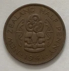 New Zealand KGVI 1941 Copper Half Penny Coin - VF