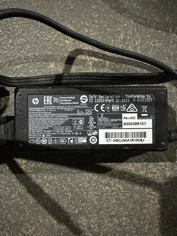 惠普 PPP019L-S 65W 19.5V 3.33A Blue Tip 便携式电脑充电器适配器(10 件装) — 第 2/4 张图片