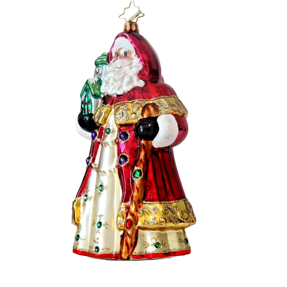 Raro Christopher Radko Muñeco de Nieve Adorno de Navidad Santa Nicolás sosteniendo Iglesia grande Foto 3 de 4