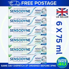 Sensodyne Repair & Protect Whitening Deep Repair toothpaste. 6 X 75 ml