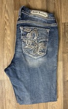 Rock Revival Womens Easy Boot Jeans Size 34 28 Light Wash Embroidered