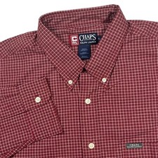 Vintage Chaps Ralph Lauren Button Down Shirt Men's XL Red Gray Check Preppy