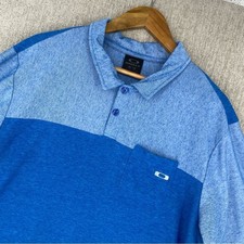 Oakley Polo Shirt Mens XL Blue Colorblock Short Sleeve Chest Pocket Logo Sport
