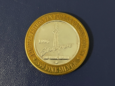 新品未開封 レアデック USPC Panama Casino 1996 Las Vegas Stratosphere $10 Gaming Token, .999 Silver, LIMITED