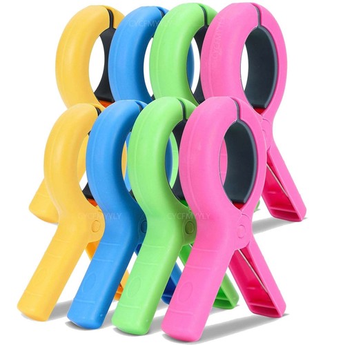 8 PCS Large Beach Towel Clips, Colorful Towel Clips for Sun Loungers Towel