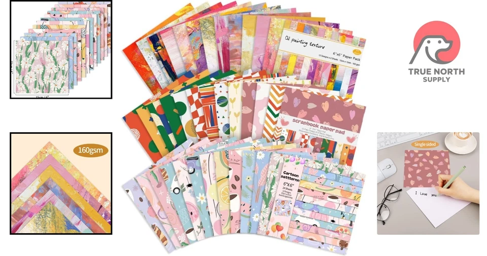 Elegant 6x6 Inch Scrapbook Paper Pad with 72 Unique Patterns for Creative Crafts - Image 2 of 4