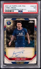 Marketplace image: 2021 Topps Chrome Lionel Messi Paris Saint-German Superfractor AUTO 1/1 PSA 7 NM