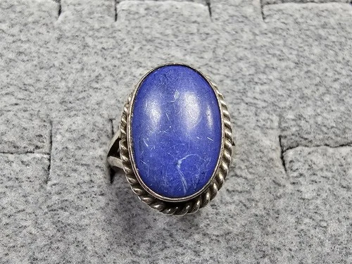 GRANDMA GRABE'S BEAUTIFUL VINTAGE 925 STERLING SILVER LAPIS 6.3G RING SIZE 7