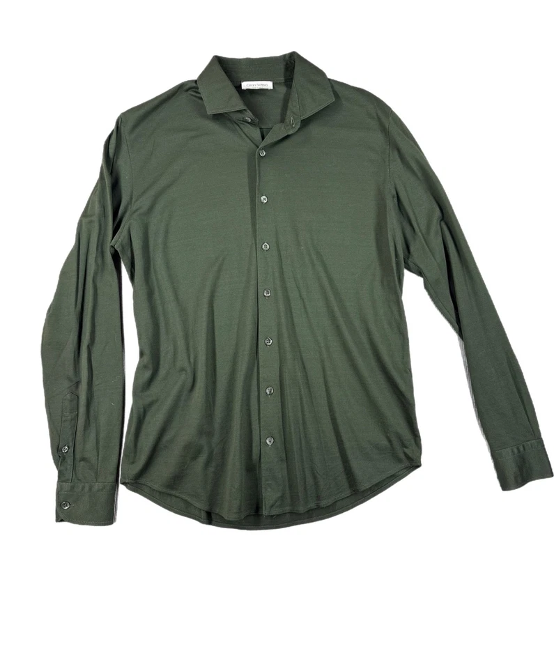 Camisa tejida manga larga piqué algodón verde oliva Gran Sasso (talla 48) - Imagen 1 de 4