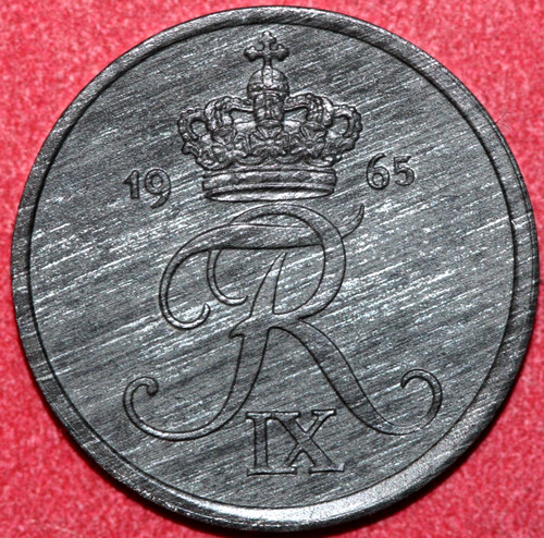 Denmark 1965 CS 2 Ore Frederik IX- Foreign Coin 21mm