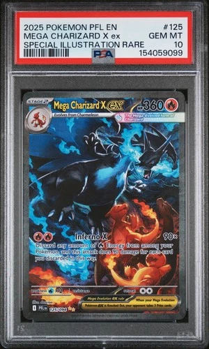 2025 POKEMON PFL SPECIAL ILLUSTRATION RARE #125 MEGA CHARIZARD X EX PSA 10