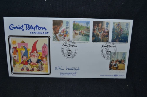 GB first day cover 1997 Enid Blyton signed by Gillian Baverstock.