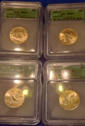 10 STATE QUARTERS LOT (2 EACH) P&D RI, NY, VT, NC,KY All 2000 ICG MS67 SLAB - Picture 8 of 24