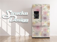 Line Art Colorful Floral Flower Fridge Freezer Wrap Side Door Vinyl Decal