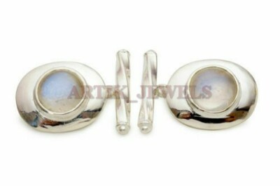 Natural Moonstone Gemstone with 925 Sterling Silver Cufflink #2352