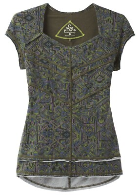 Prana Calypsa top women climbing shirt sports top yoga shirt cargo green