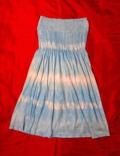 Summer Dress for Women Beach Boho Strapless Tie-dyed Blue/White Size S - NEW