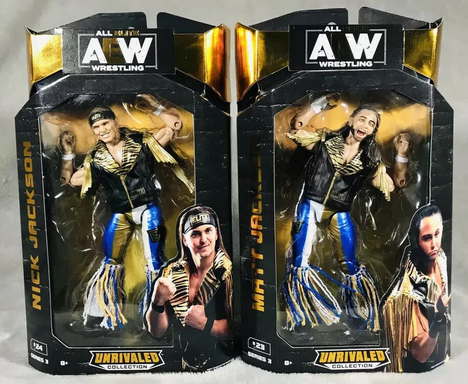 AEW Young Bucks Matt & Nick Jackson Unrivaled Action Figures LOT