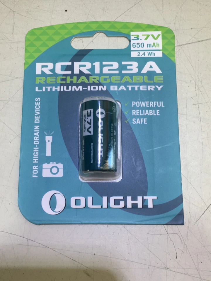 BATERÍA RECARGABLE DE IONES DE LITIO OLIGHT RCR123A 3.7V 650mAh 4 DISPOSITIVO DE ALTO DRENAJE Foto 2 de 4