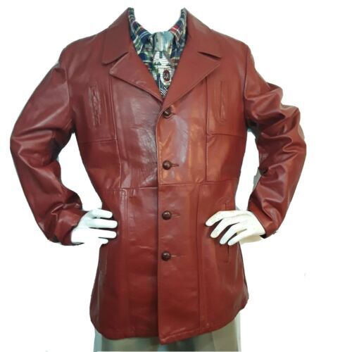 Vtg 60s 70s Leather Jacket Blazer Coat Disco Starsky & Hutch Vtg 60s 70s Leather Jacket Blazer Coat Disco Starsky & Hutch