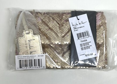 Nicole Miller Silver Sequin Chain Strap Crossbody Small Bag Purse Card Slots NWT