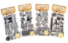 Hampton Art Graphic 45 Set of 4 CLING STAMPS Paris Cafe Vintage Hollywood Ladies