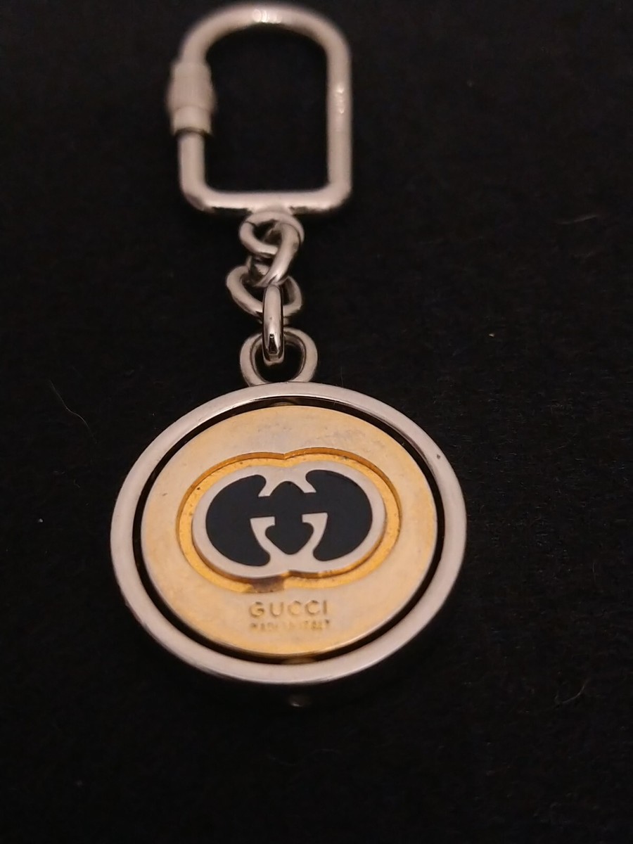 Vtg GUCCI Key Chain Silver tone/ Gold Tone.Spinner Style.Made In 