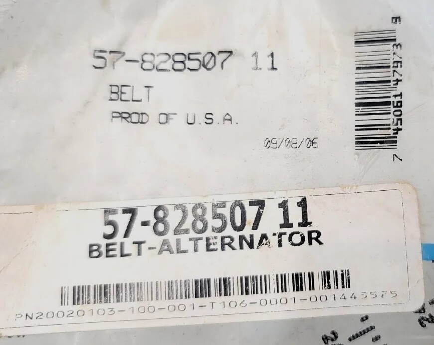 Quicksilver Mercury 57-828507 11 Alternator Belt OEM/Genuine | eBay