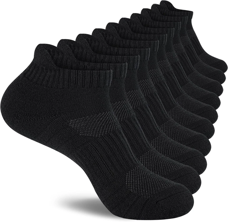 Calcetines de tobillo 100 % algodón para hombre acolchados para correr que absorben la humedad calcetines transpirables Foto 4 de 4