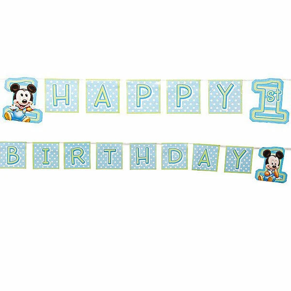 Banner de fiesta de primer cumpleaños de Mickey de Disney - suministros de fiesta para niños Foto 2 de 2