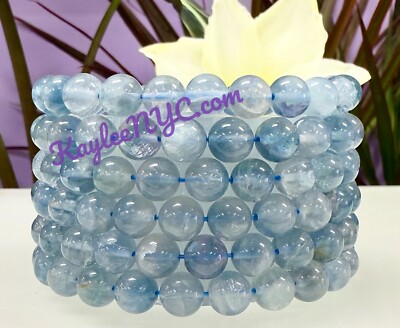 Wholesale 6 Pcs Natural Blue Fluorite 8mm 7.5  Crystal Healing Stretch Bracelet