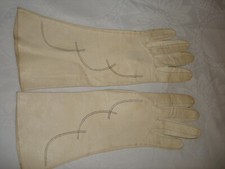Vintage Color Cream Genuine Leather No Lining Long Gloves Size Medium 7.25
